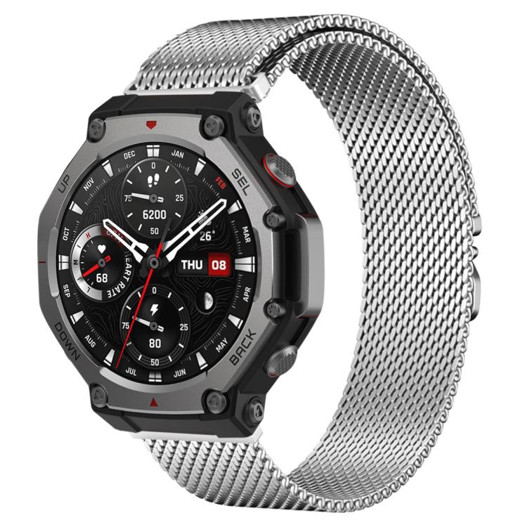 Bracelet de montre xDfind en acier inoxydable avec boucle parachute milanaise, For Amazfit T-Rex 3