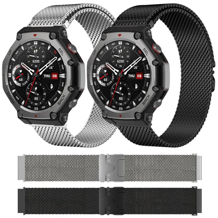 Bracelet de montre xDfind en acier inoxydable avec boucle parachute milanaise, For Amazfit T-Rex 3