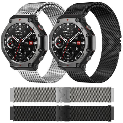 Bracelet de montre xDfind en acier inoxydable avec boucle parachute milanaise, For Amazfit T-Rex 3