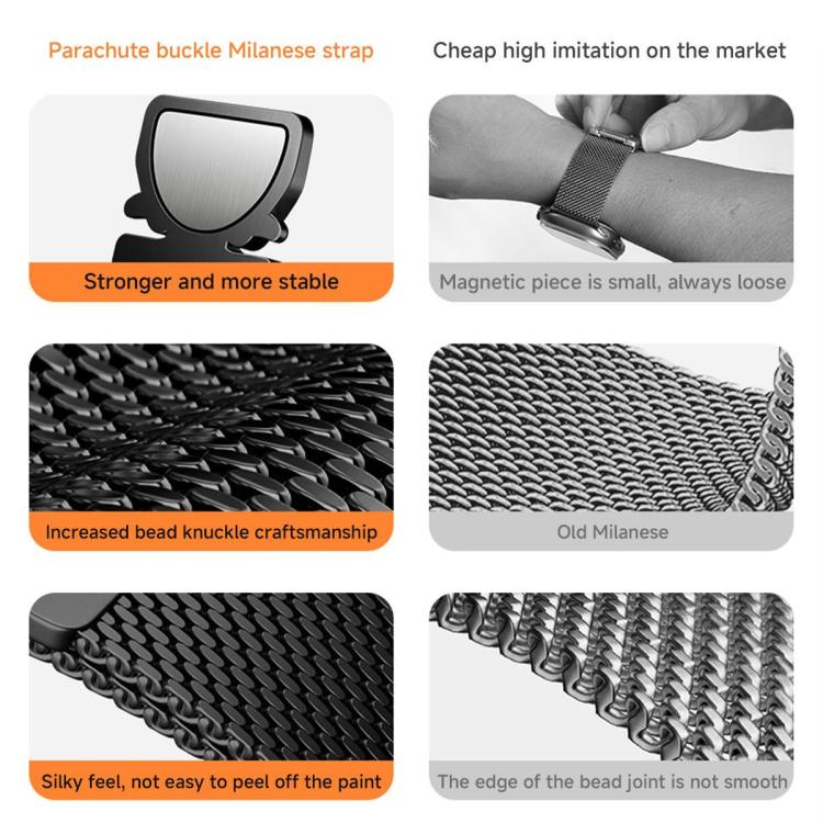Bracelet de montre xDfind en acier inoxydable avec boucle parachute milanaise, For Amazfit T-Rex 3