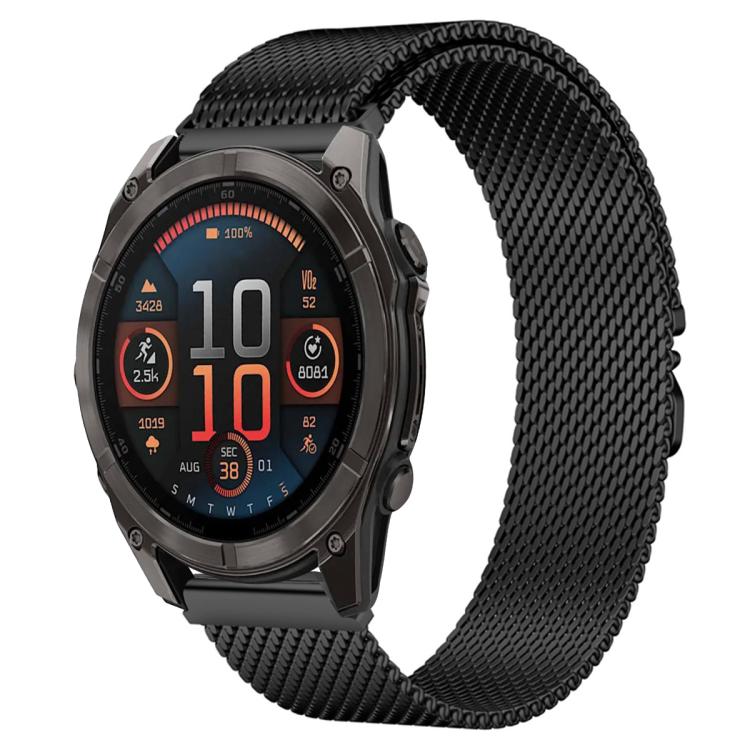 Bracelet de montre xDfind en acier inoxydable avec boucle parachute milanaise, For Garmin Fenix 8/7X/6X/5X 26mm