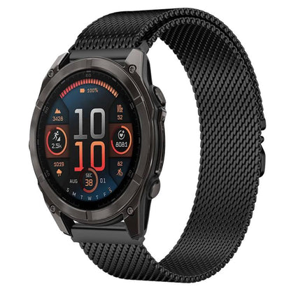 Bracelet de montre xDfind en acier inoxydable avec boucle parachute milanaise, For Garmin Fenix 8/7X/6X/5X 26mm