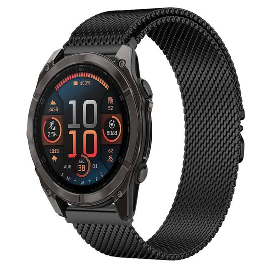 Bracelet de montre xDfind en acier inoxydable avec boucle parachute milanaise, For Garmin Fenix 8/7X/6X/5X 26mm