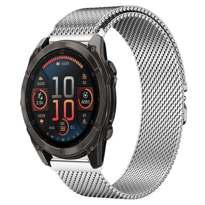 Bracelet de montre xDfind en acier inoxydable avec boucle parachute milanaise, For Garmin Fenix 8/7X/6X/5X 26mm