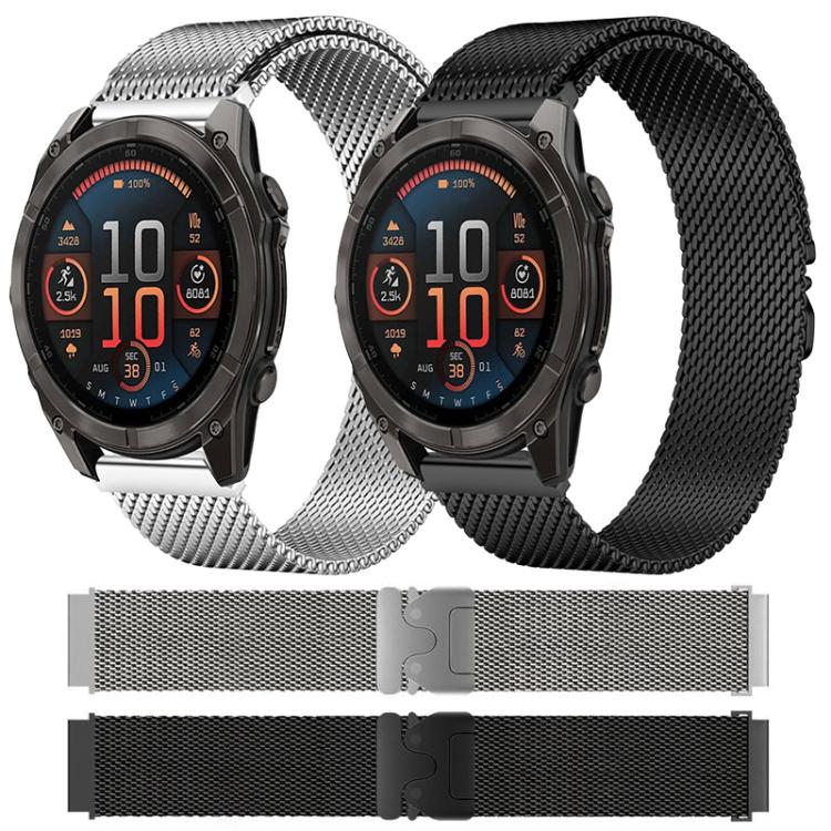 Bracelet de montre xDfind en acier inoxydable avec boucle parachute milanaise, For Garmin Fenix 8/7X/6X/5X 26mm