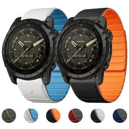 Bracelet de montre magnétique en silicone bicolore xDfind, For Garmin 26mm, For Garmin 22mm