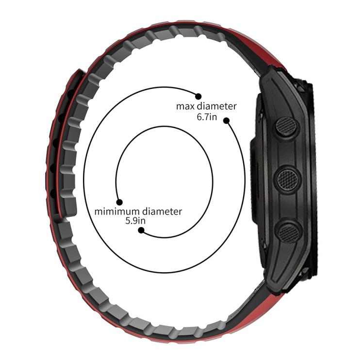 Bracelet de montre magnétique en silicone bicolore xDfind, For Garmin 26mm, For Garmin 22mm