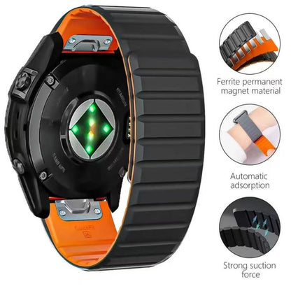 Bracelet de montre magnétique en silicone bicolore xDfind, For Garmin 26mm, For Garmin 22mm