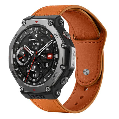 Bracelet de montre en cuir véritable à boucle rivetée xDfind, 22mm