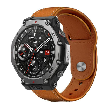 Bracelet de montre en cuir véritable à boucle rivetée xDfind, 22mm