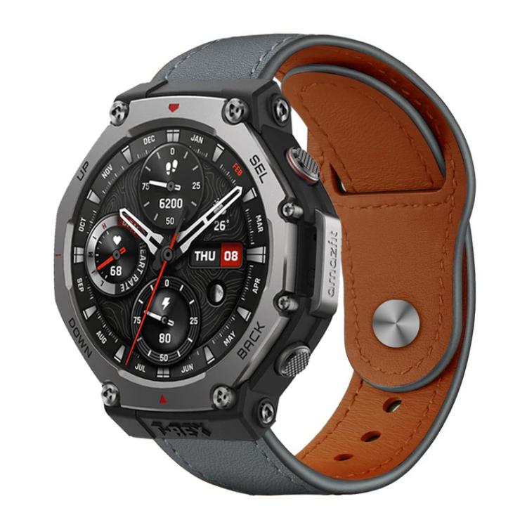 Bracelet de montre en cuir véritable à boucle rivetée xDfind, 22mm