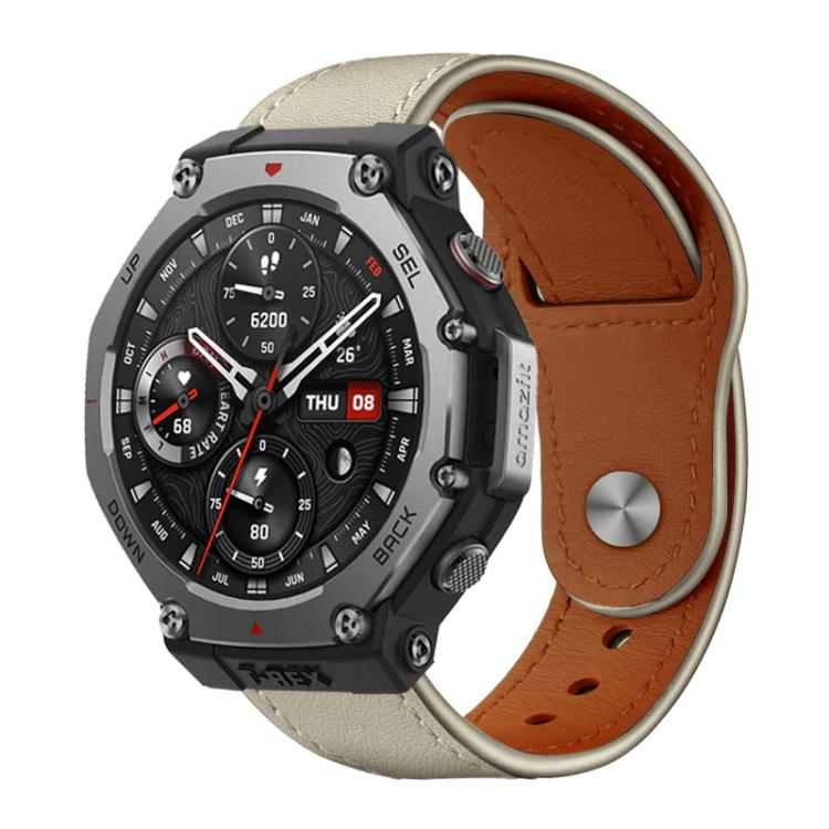 Bracelet de montre en cuir véritable à boucle rivetée xDfind, 22mm