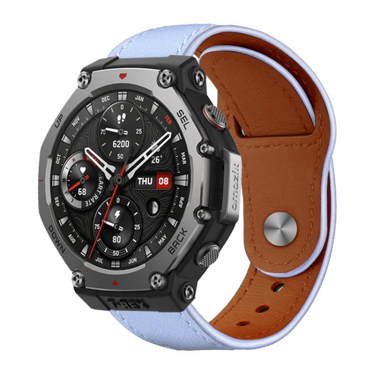 Bracelet de montre en cuir véritable à boucle rivetée xDfind, 22mm