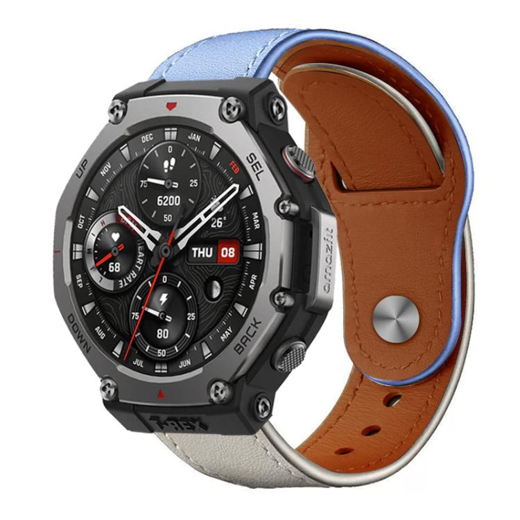 Bracelet de montre en cuir véritable à boucle rivetée xDfind, 22mm