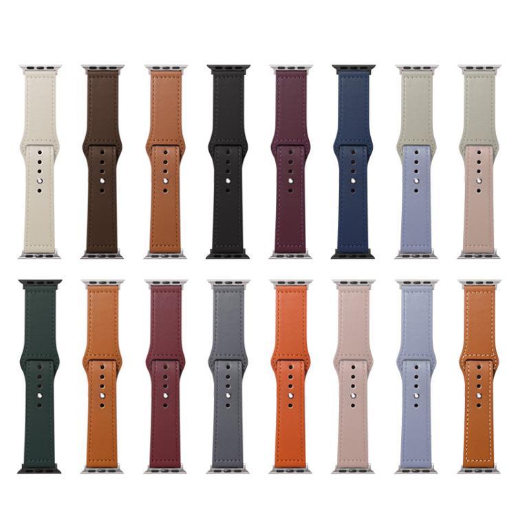 Bracelet de montre en cuir véritable à boucle rivetée xDfind, 22mm