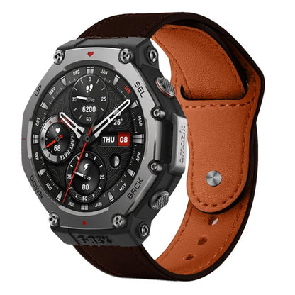 Bracelet de montre en cuir véritable à boucle rivetée xDfind, For Amazfit T-Rex 3