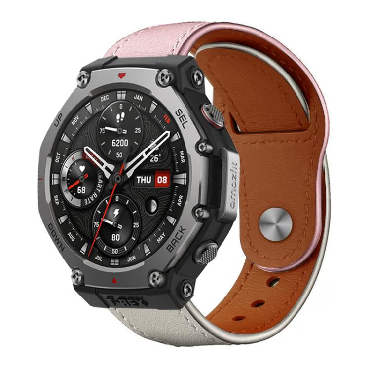 Bracelet de montre en cuir véritable à boucle rivetée xDfind, For Amazfit T-Rex 3