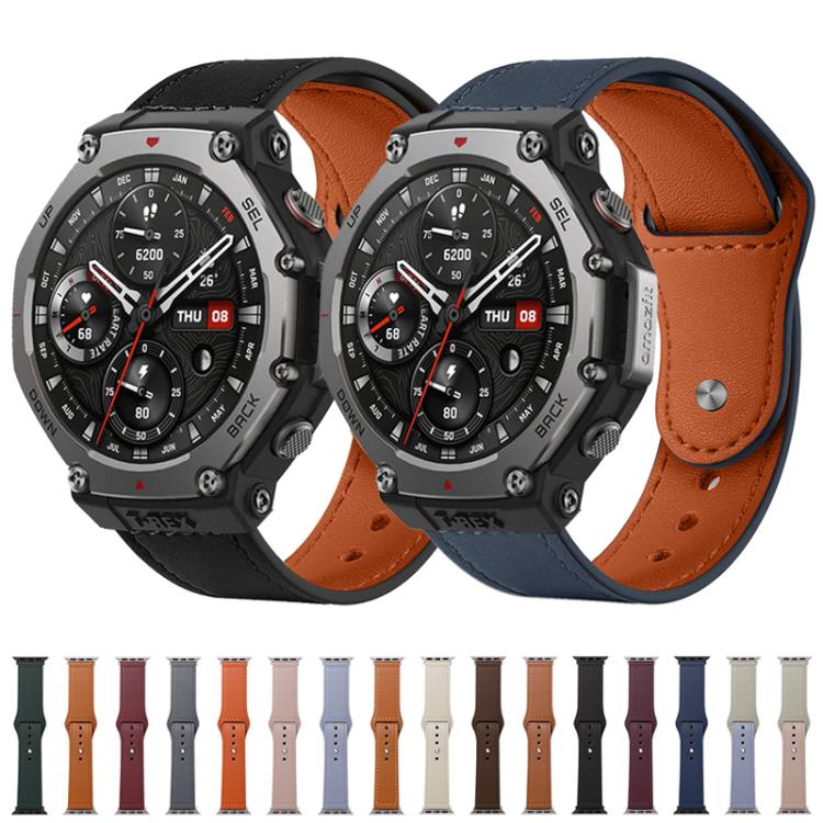 Bracelet de montre en cuir véritable à boucle rivetée xDfind, For Amazfit T-Rex 3