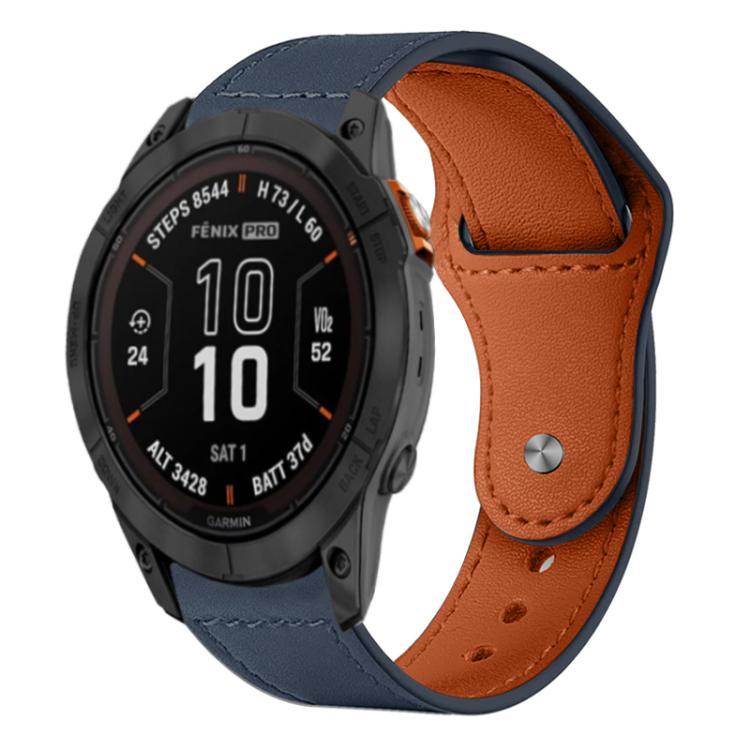 Bracelet de montre en cuir véritable à boucle rivetée xDfind, For Garmin Fenix 8/7X/6X/5X 26mm