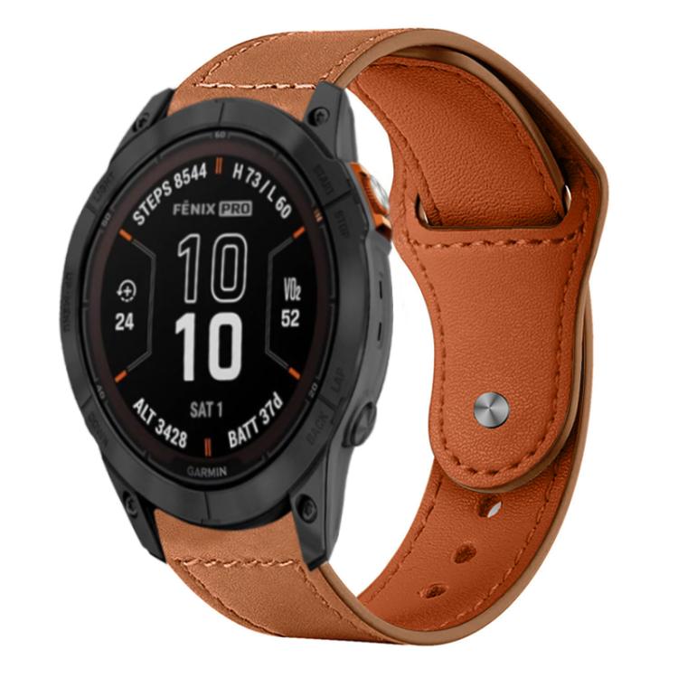 Bracelet de montre en cuir véritable à boucle rivetée xDfind, For Garmin Fenix 8/7X/6X/5X 26mm
