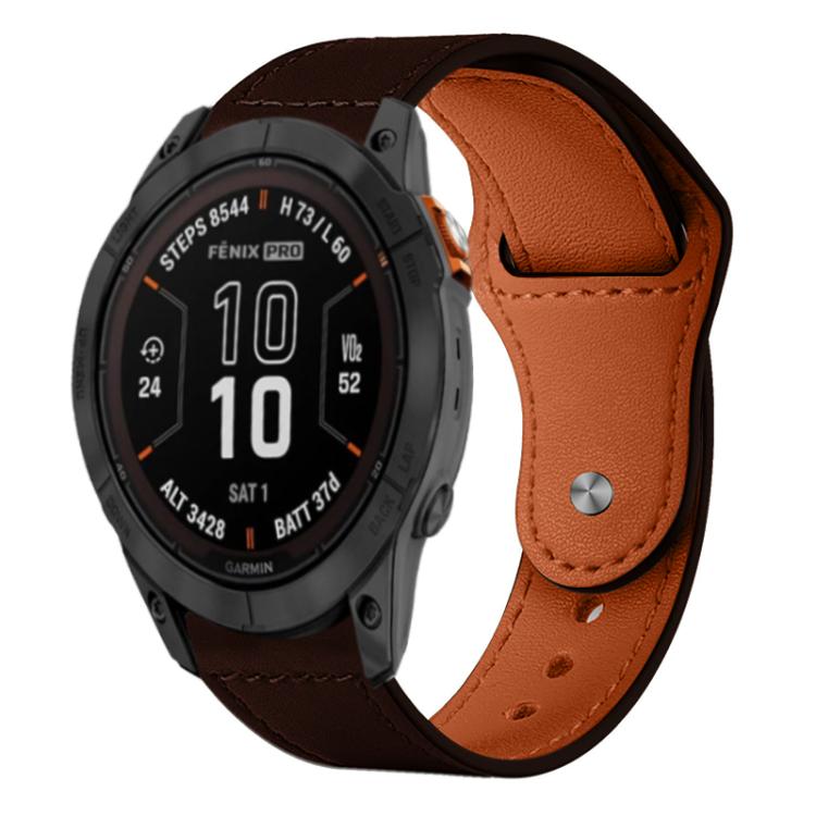 Bracelet de montre en cuir véritable à boucle rivetée xDfind, For Garmin Fenix 8/7X/6X/5X 26mm