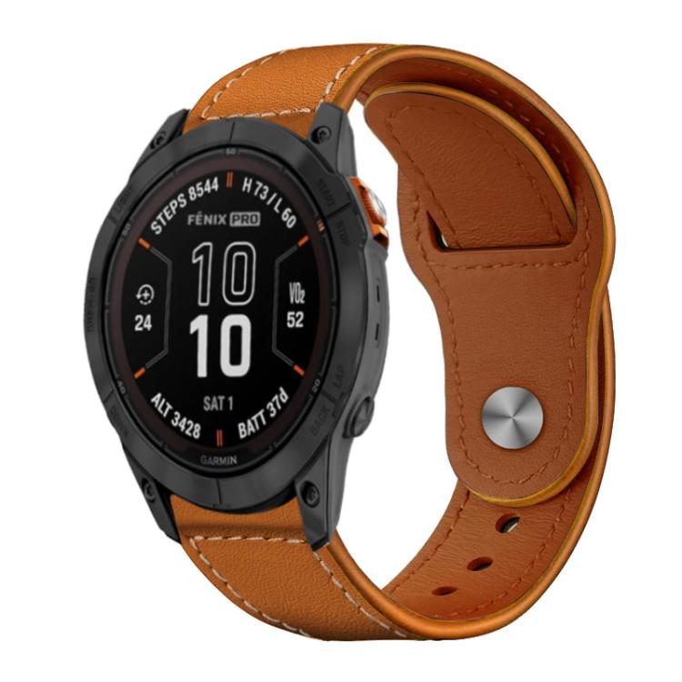 Bracelet de montre en cuir véritable à boucle rivetée xDfind, For Garmin Fenix 8/7X/6X/5X 26mm