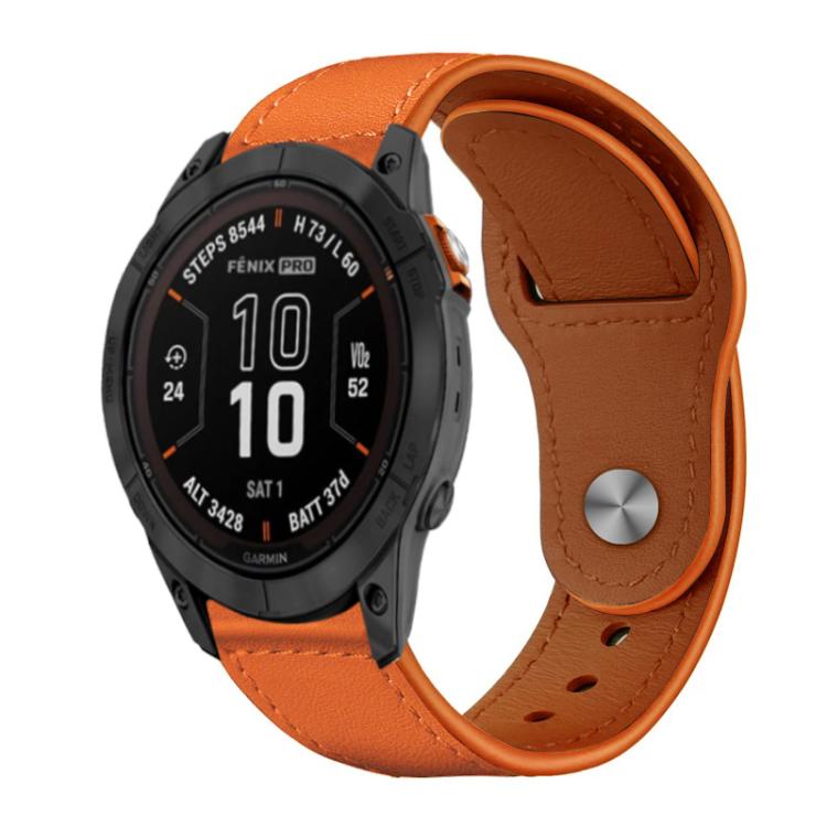Bracelet de montre en cuir véritable à boucle rivetée xDfind, For Garmin Fenix 8/7X/6X/5X 26mm