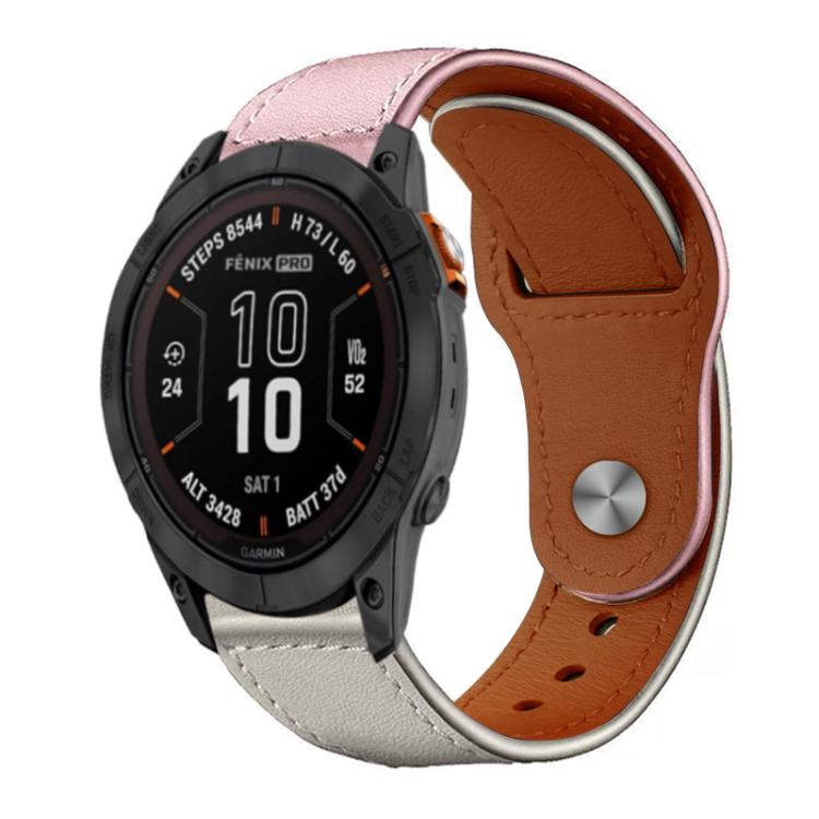 Bracelet de montre en cuir véritable à boucle rivetée xDfind, For Garmin Fenix 8/7X/6X/5X 26mm
