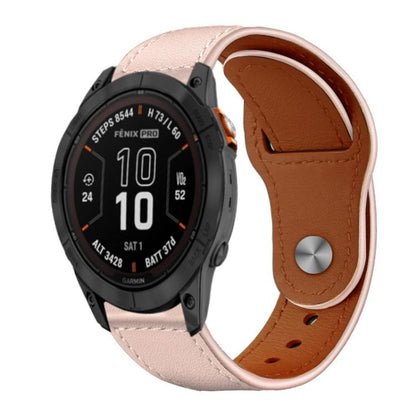 Bracelet de montre en cuir véritable à boucle rivetée xDfind, For Garmin Fenix 8/7X/6X/5X 26mm