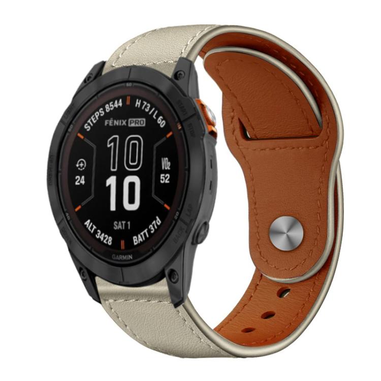 Bracelet de montre en cuir véritable à boucle rivetée xDfind, For Garmin Fenix 8/7X/6X/5X 26mm