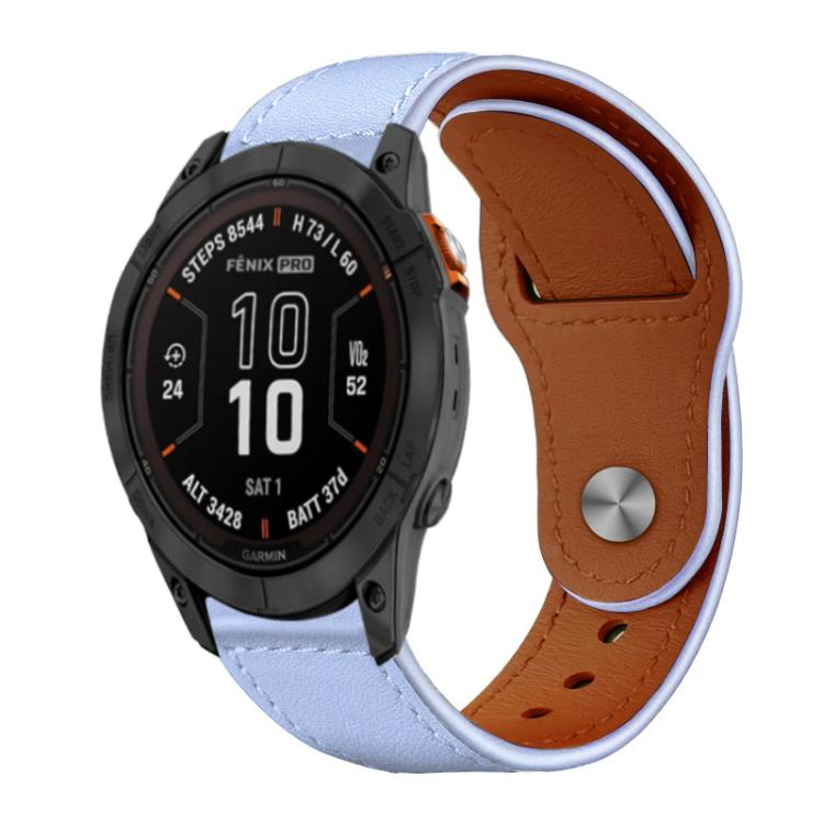 Bracelet de montre en cuir véritable à boucle rivetée xDfind, For Garmin Fenix 8/7X/6X/5X 26mm