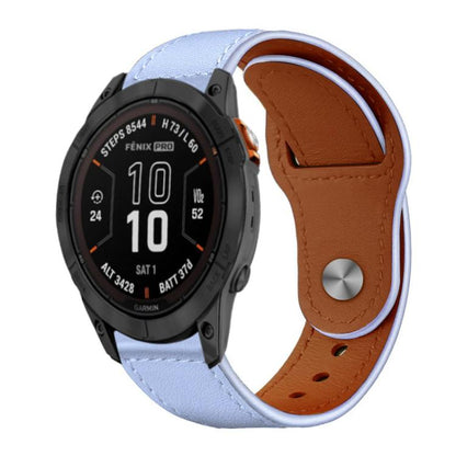 Bracelet de montre en cuir véritable à boucle rivetée xDfind, For Garmin Fenix 8/7X/6X/5X 26mm