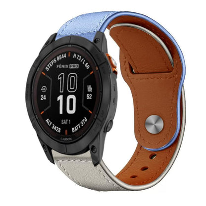 Bracelet de montre en cuir véritable à boucle rivetée xDfind, For Garmin Fenix 8/7X/6X/5X 26mm