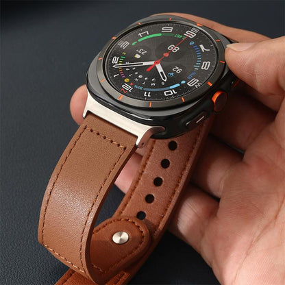 Bracelet de montre en cuir véritable à boucle rivetée xDfind, For Garmin Fenix 8/7X/6X/5X 26mm