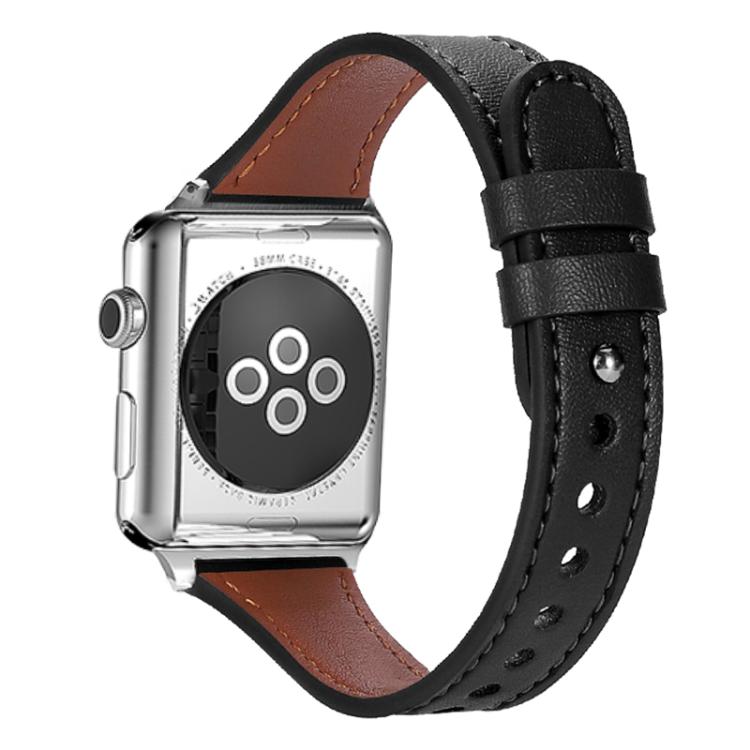 Bracelet de montre xDfind en cuir véritable à double anneau et rivet simple, For Apple Watch 42 / 44 / 45 / 46 / 49mm, For Apple Watch 38 / 40 / 41 / S10 42mm