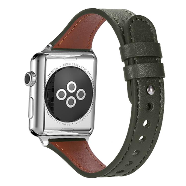 Bracelet de montre xDfind en cuir véritable à double anneau et rivet simple, For Apple Watch 42 / 44 / 45 / 46 / 49mm, For Apple Watch 38 / 40 / 41 / S10 42mm