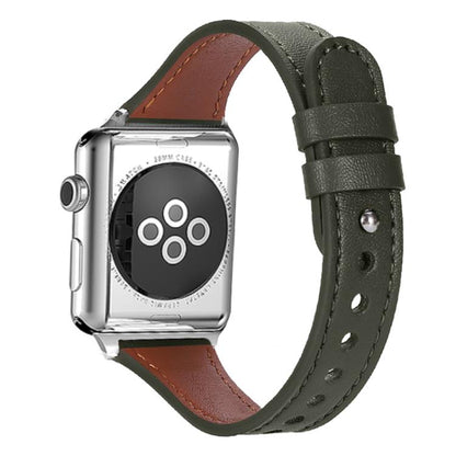Bracelet de montre xDfind en cuir véritable à double anneau et rivet simple, For Apple Watch 42 / 44 / 45 / 46 / 49mm, For Apple Watch 38 / 40 / 41 / S10 42mm