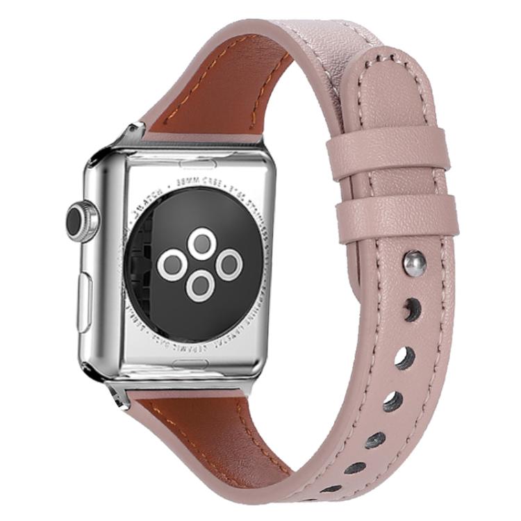Bracelet de montre xDfind en cuir véritable à double anneau et rivet simple, For Apple Watch 42 / 44 / 45 / 46 / 49mm, For Apple Watch 38 / 40 / 41 / S10 42mm