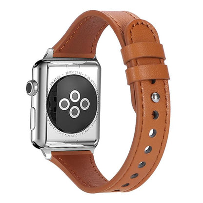 Bracelet de montre xDfind en cuir véritable à double anneau et rivet simple, For Apple Watch 42 / 44 / 45 / 46 / 49mm, For Apple Watch 38 / 40 / 41 / S10 42mm