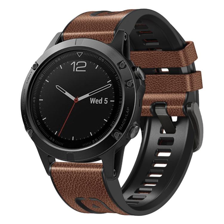 Bracelet de montre xDfind en similicuir et silicone à dégagement rapide, For Garmin 26mm, For Garmin 22mm