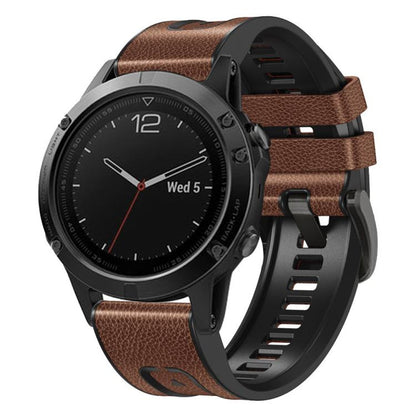 Bracelet de montre xDfind en similicuir et silicone à dégagement rapide, For Garmin 26mm, For Garmin 22mm