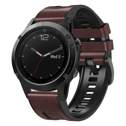 Bracelet de montre xDfind en similicuir et silicone à dégagement rapide, For Garmin 26mm, For Garmin 22mm