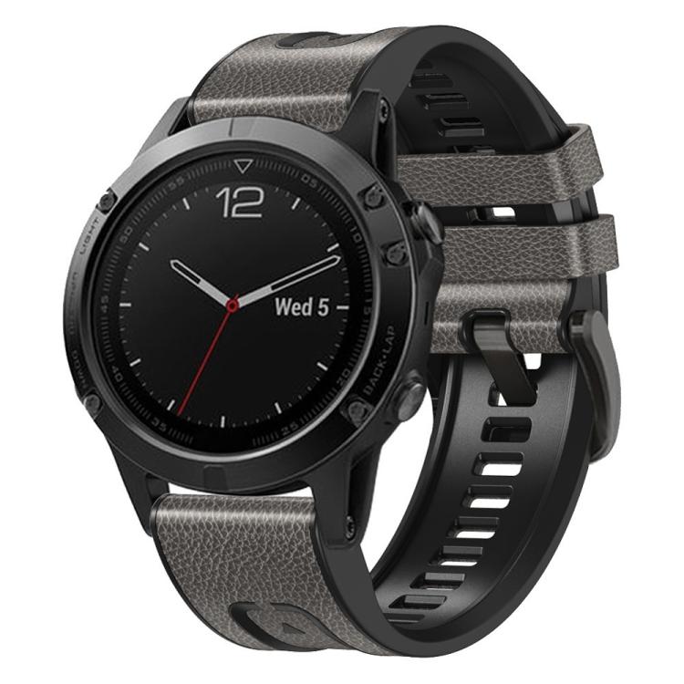 Bracelet de montre xDfind en similicuir et silicone à dégagement rapide, For Garmin 26mm, For Garmin 22mm