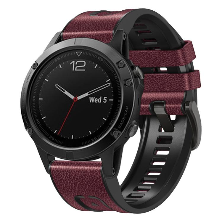 Bracelet de montre xDfind en similicuir et silicone à dégagement rapide, For Garmin 26mm, For Garmin 22mm
