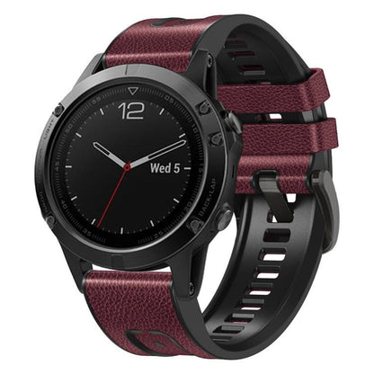 Bracelet de montre xDfind en similicuir et silicone à dégagement rapide, For Garmin 26mm, For Garmin 22mm