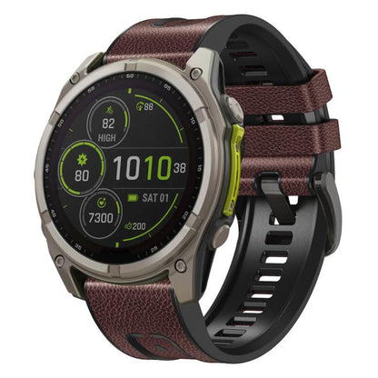 Bracelet de montre xDfind en similicuir et silicone à dégagement rapide, For Garmin 26mm, For Garmin 22mm