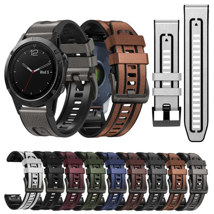 Bracelet de montre xDfind en similicuir et silicone à dégagement rapide, For Garmin 26mm, For Garmin 22mm