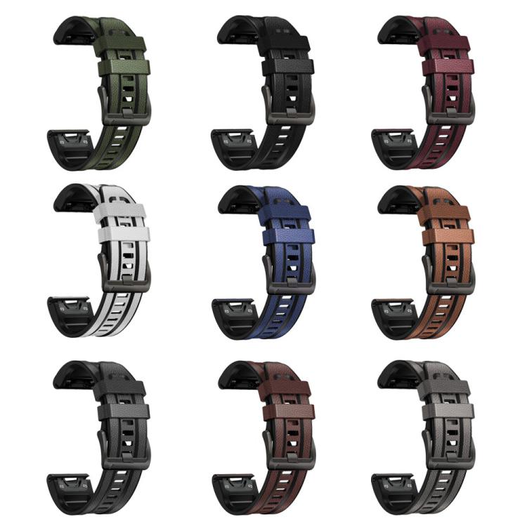 Bracelet de montre xDfind en similicuir et silicone à dégagement rapide, For Garmin 26mm, For Garmin 22mm