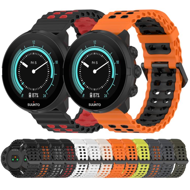 Bracelet de montre en silicone xDfind Ocean à double boucle ardillon, For Suunto 9 / 7 / Spartan Sport