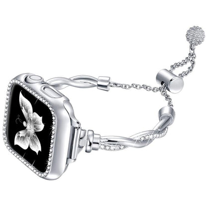Bracelet torsadé xDfind en métal et diamant, For Apple Watch 42 / 44 / 45 / 46 / 49mm, For Apple Watch 38 / 40 / 41 / S10 42mm